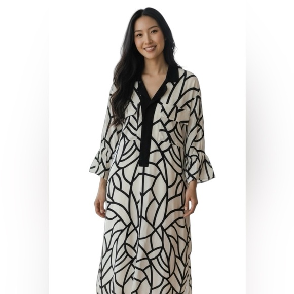 Erika Cavallini Dresses & Skirts - ANTHROPOLOGIE ERIKA CAVALLINI Women’s Silk Jasmine Maxi Shirt Dress Ivory